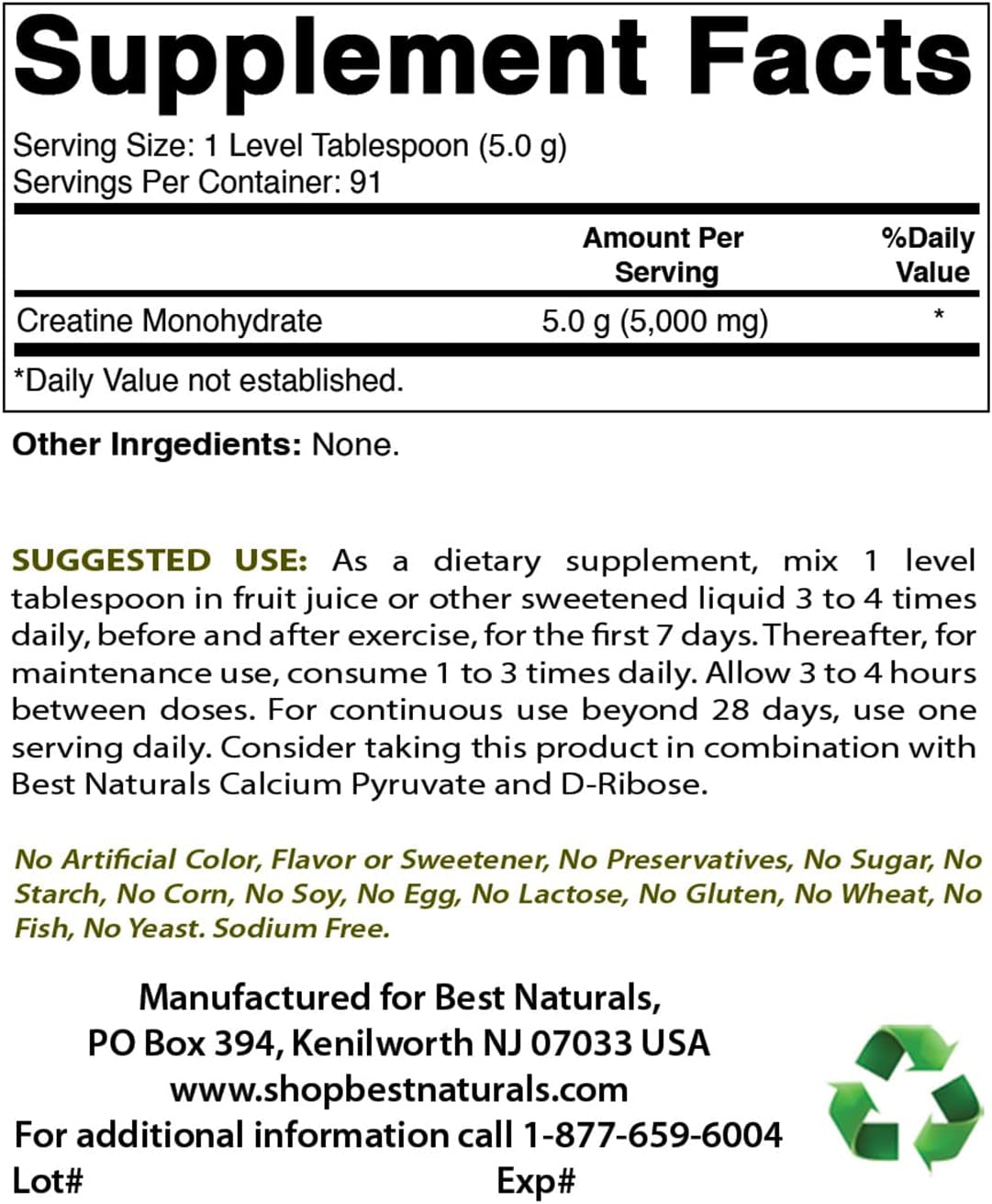 Creatine Monohydrate 1 Lb Pure Powder (1 LB (Pack of 2))