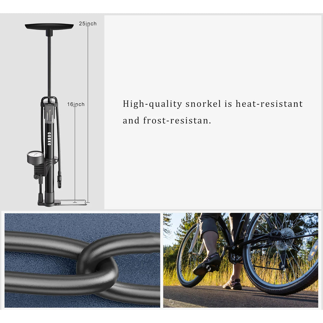 Bike Floor Pump with Gauge,Floor Bicycle Pump with Both Presta and Schrader Bicycle Pumps Valves High Pressure 160Psi Multi-Purpose Portable Air Pump for Road Bike MTB Sports Balls