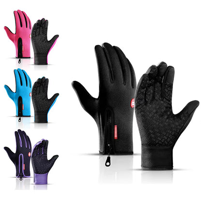 Winter Gloves for Men Women Touchscreen Windproof Thermal Warm Cycling Glove with Zipper Non-Slip Outdoor Driving Sport Gloves