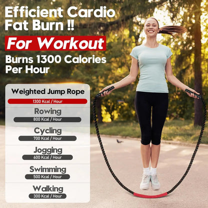 Heavy Weighted Jump Rope for Adults, 3Lb 4Lb 5Lb Options, Fitness Equipment for Home Gym and Strength Training