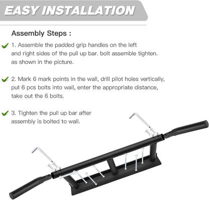 Pull up Bar, Chin up Bars Ceiling Mount, Workout for Home Gym, Beam, Crossfit -