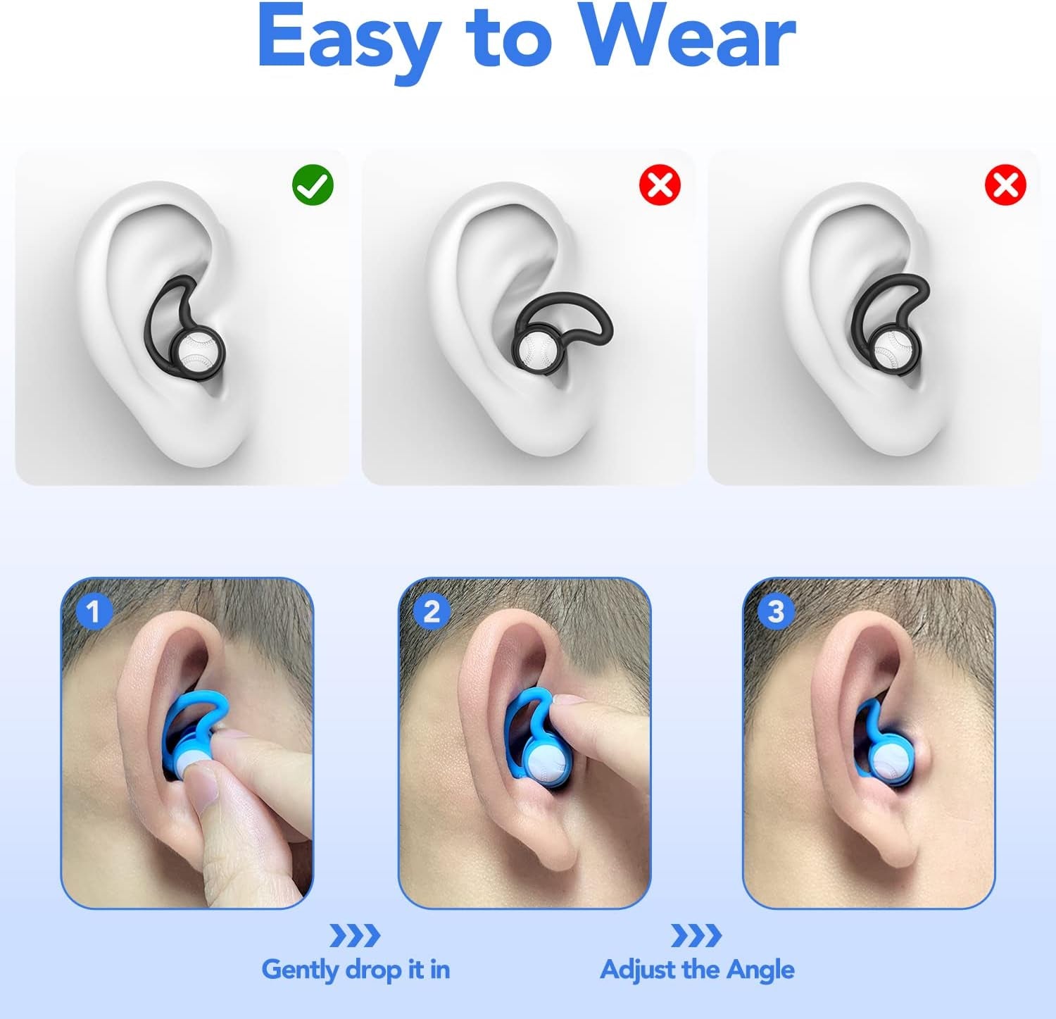 Swimming Ear Plugs Waterproof Earplugs - 3 Pairs Silicone Swim Ear Plugs for Adult Kids, Water Sports Earplugs for Showering, Bathing, Surfing - Keep Ear Water Out