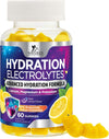 Hydration Electrolyte Gummies - Daily Liquid Replenisher Gummy - Electrolyte Multiplier with Minerals, Potassium & Real Salt - Vegan, Non-Gmo - Tasty Lemon Flavor Hydration Electrolytes - 60 Gummies
