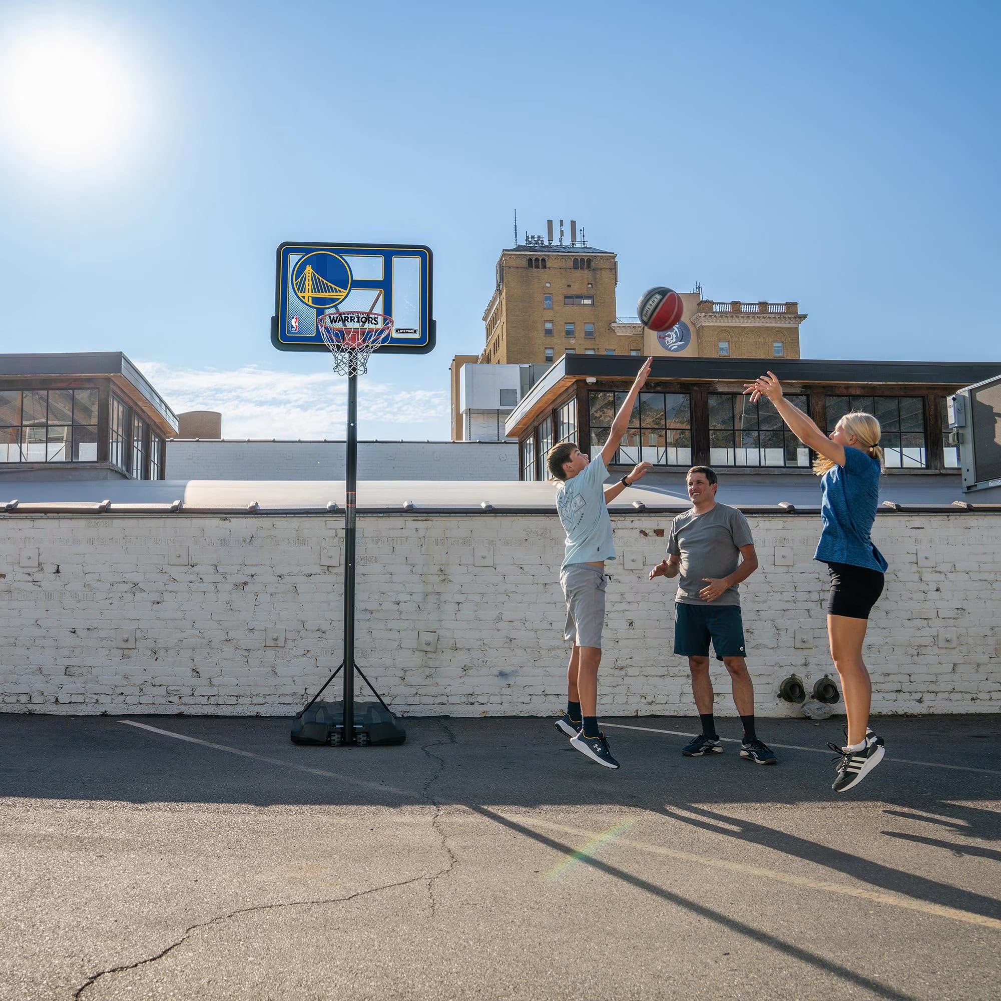 NBA Golden State Warriors 44" Portable Basketball Hoop with Wheels - 7.5 to 10 Ft Adjustable Height