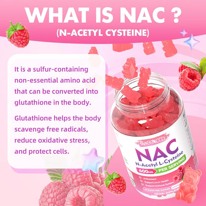 NAC Gummies, N Acetyl Cysteine 600Mg, NAC Supplement for Antioxidants &amp; Immune S