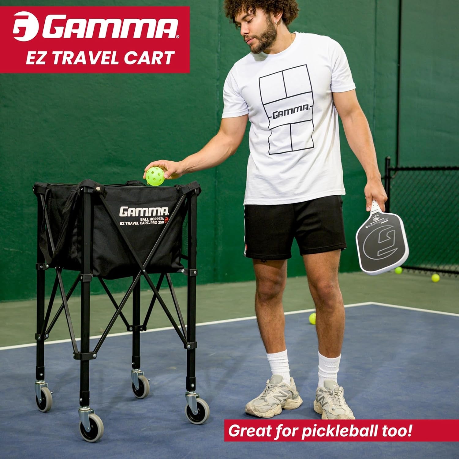 Sports EZ Travel Cart, Tennis & Pickleball Hopper, Padel, Portable Compact Design, Sturdy Lightweight Construction, EZ Bags, 150 or 250 Capacity, Premium Carrying Case Included