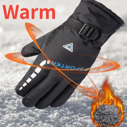 2PCS Men Waterproof Winter Cycling Gloves Windproof Outdoor Sport Cycling Gloves Riding Bicycle Riding Motorcycle Warm Gloves