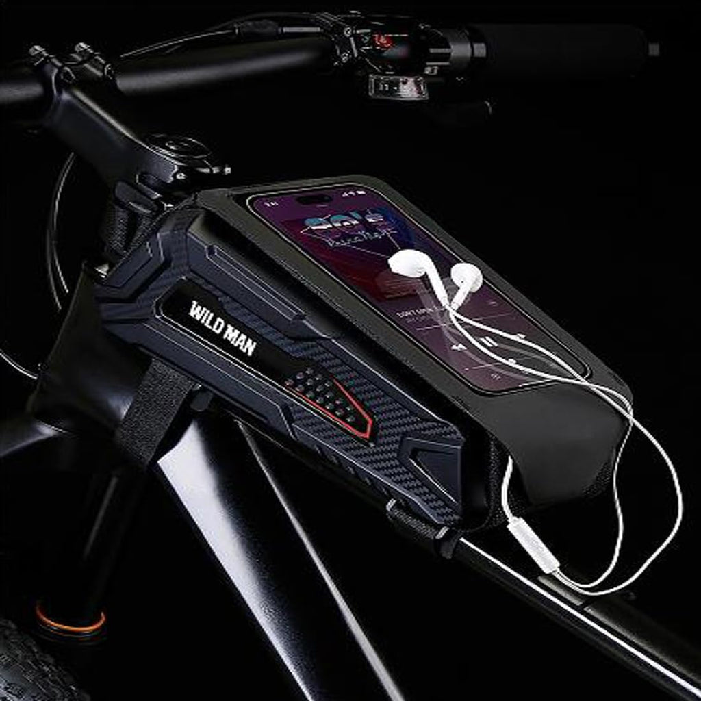 Bike Frame Bag, Waterproof Bike Phone Mount Holder Bicycle Front Top Tube Pouch Pannier Cycling Frame Storage Bag Cycle Crossbar Bags for Iphone 16 15 14 13 12 Pro Max Samsung Smartphones up to 6.9''