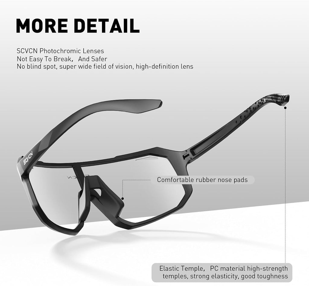 Photochromic Cycling Glasses Sport Sunglasses Clear MTB BMX Men Women Running Driving S62