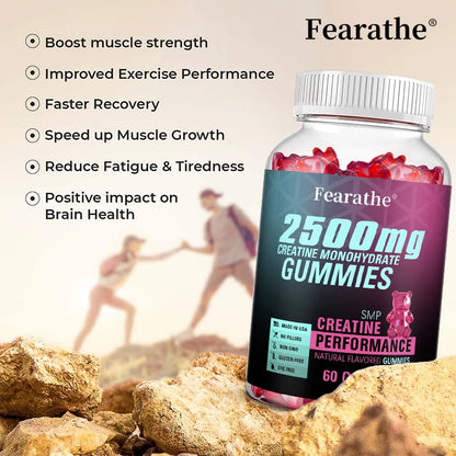 Creatine Monohydrate Gummies - Boost Energy, Build Muscle Mass, and Improve Athletic Performance, Supports Mood Health