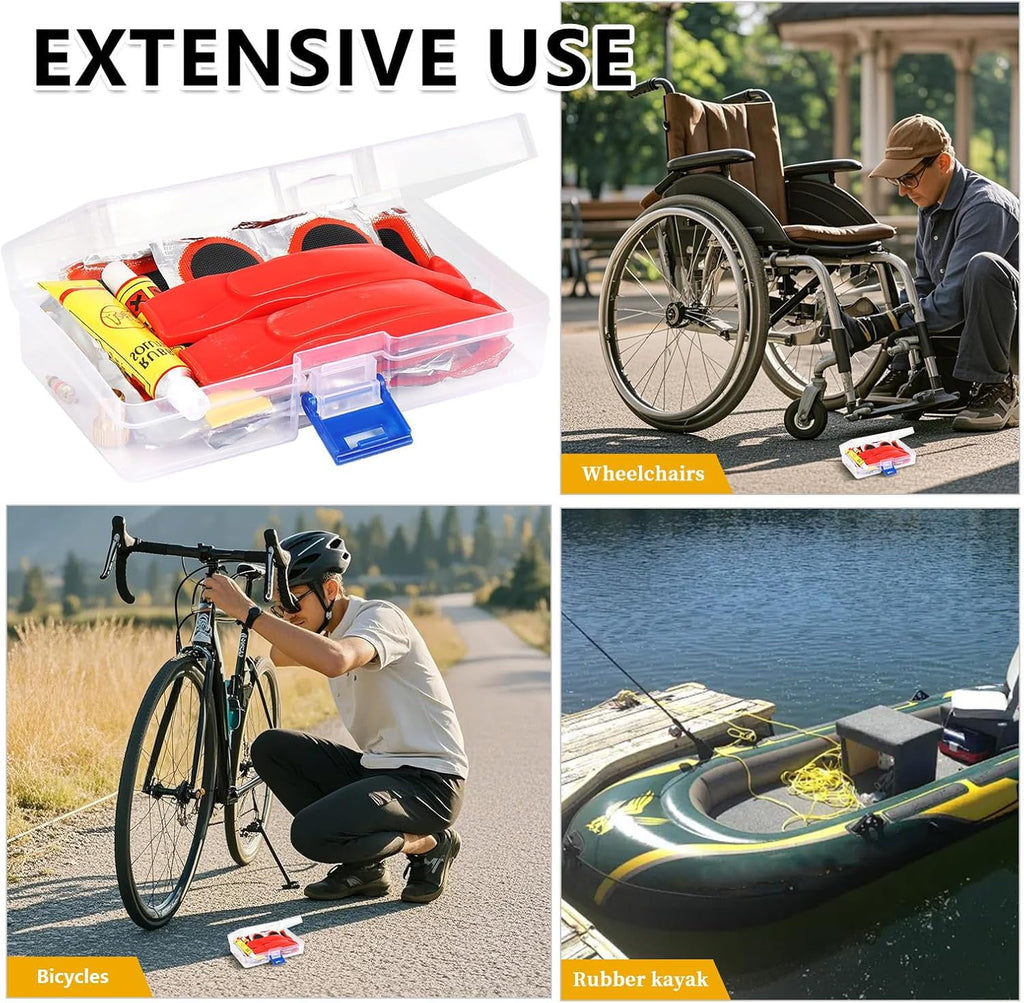 80Pcs Bike Tire Repair Kit, Self-Adhesive Bike Tire Patch Kit | Bike Tool Kit with Portable Storage Box and Valve Converter, Bike Repair Kit for Mountain Bikes, Commuter Bikes, Motorcycles