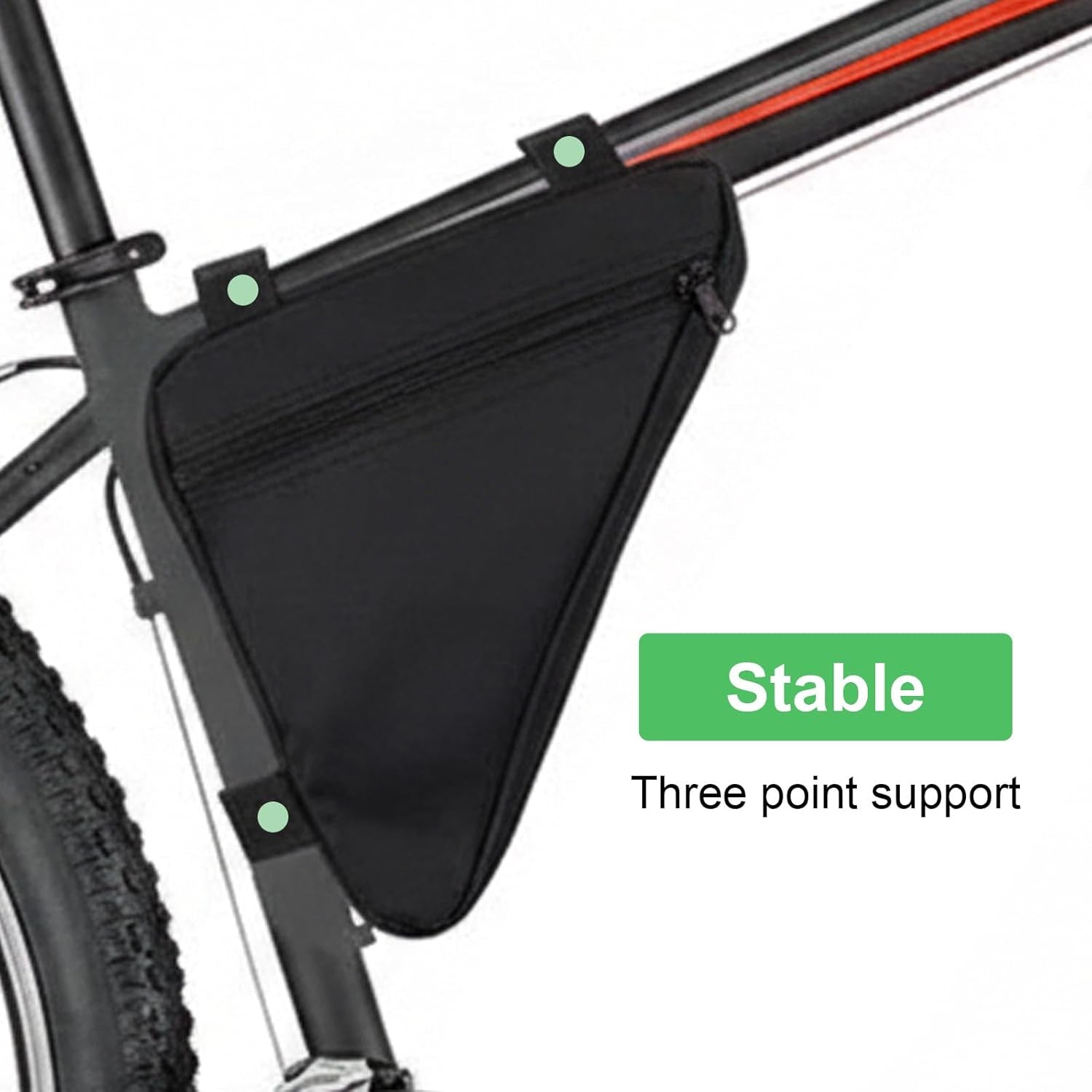 2 Pcs Bike Frame Bag, 7.87 X 10.63 Inch Triangle Design Lightweight Bicycle Bag for Road & Mountain Bikes, Waterproof Polyester Storage Pouch, Black