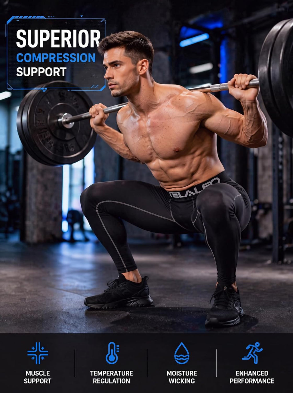 5 Pack Men'S Compression Pants Performance Leggings Tights Baselayer | Moisture Wicking, Lightweight, Tagless, Quick Dry, 4 Way Stretch, Elastic Fabric, Workout, Fitness, Gym, Running, Basketball