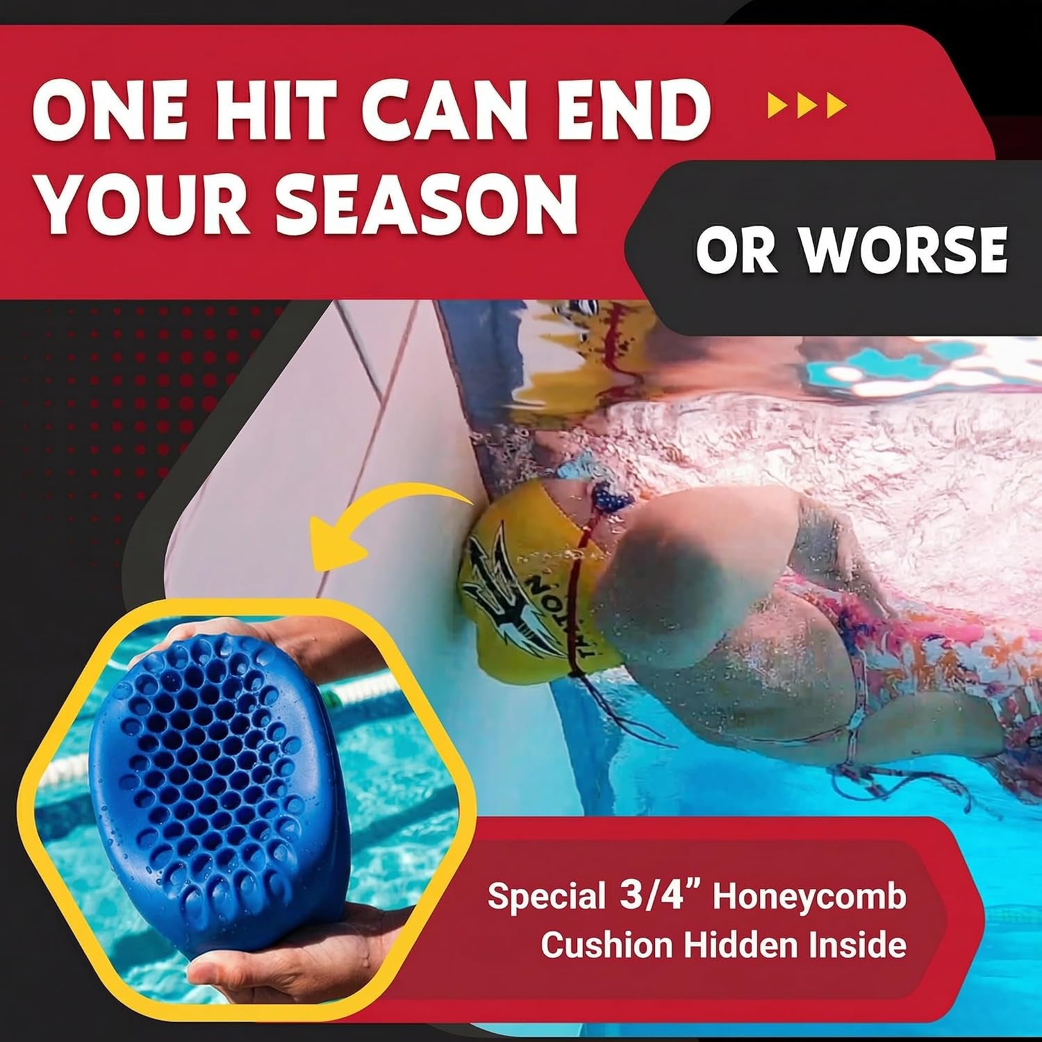 Swim Cap for Safety & Speed – Hair-Friendly Silicone with Impact Protection – High-Performance Swimming Cap – Boost Confidence – One Year No-Rip Guarantee