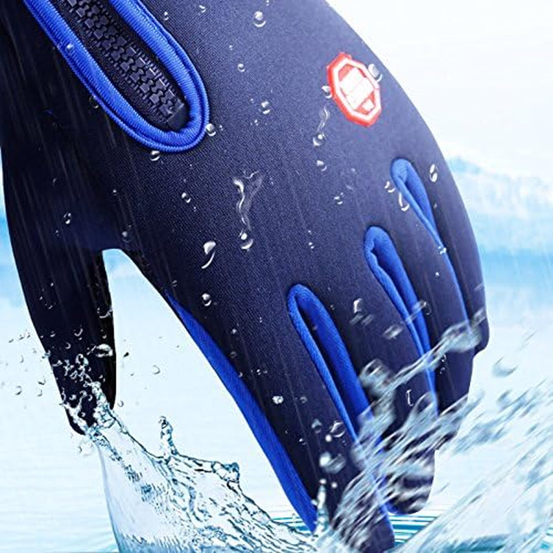 Winter Gloves Touch Screen Warm Gloves Cold Weather Windproof Cycling Driving Riding Bike Telefingers Thermal Gloves Non-Slip Silicone Gel Adjustable Full Finger Mittens