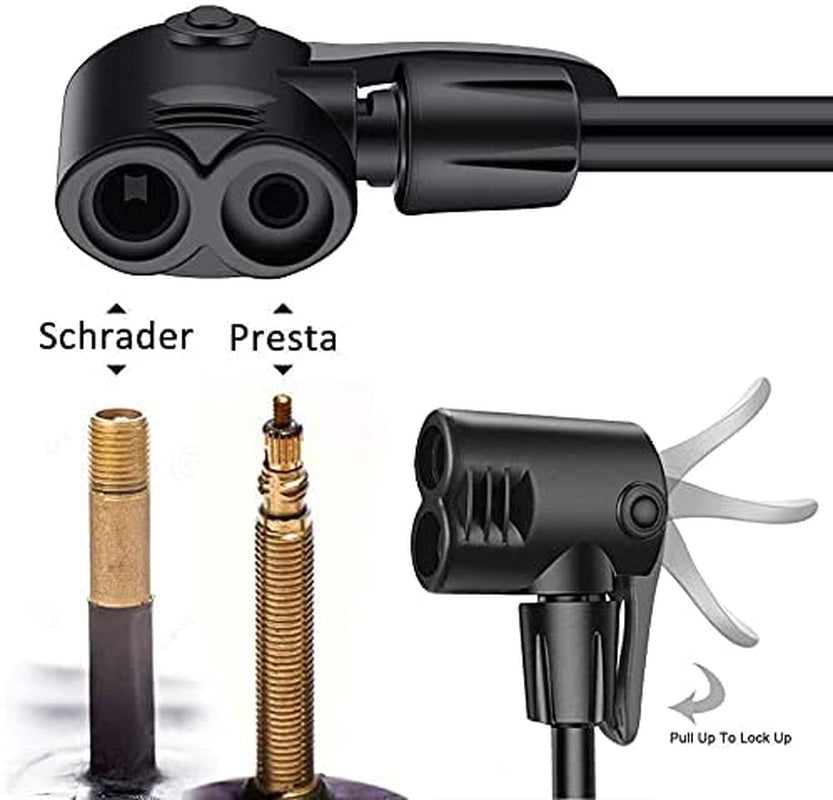 Bike Pump with Gauge,Bicycle Floor Pump for Presta and Schrader Valves Bike Tire Pumps Inflator High Pressure 160PSI & 11BAR Portable Air Pump for Road Bike Car MTB Sports Balls