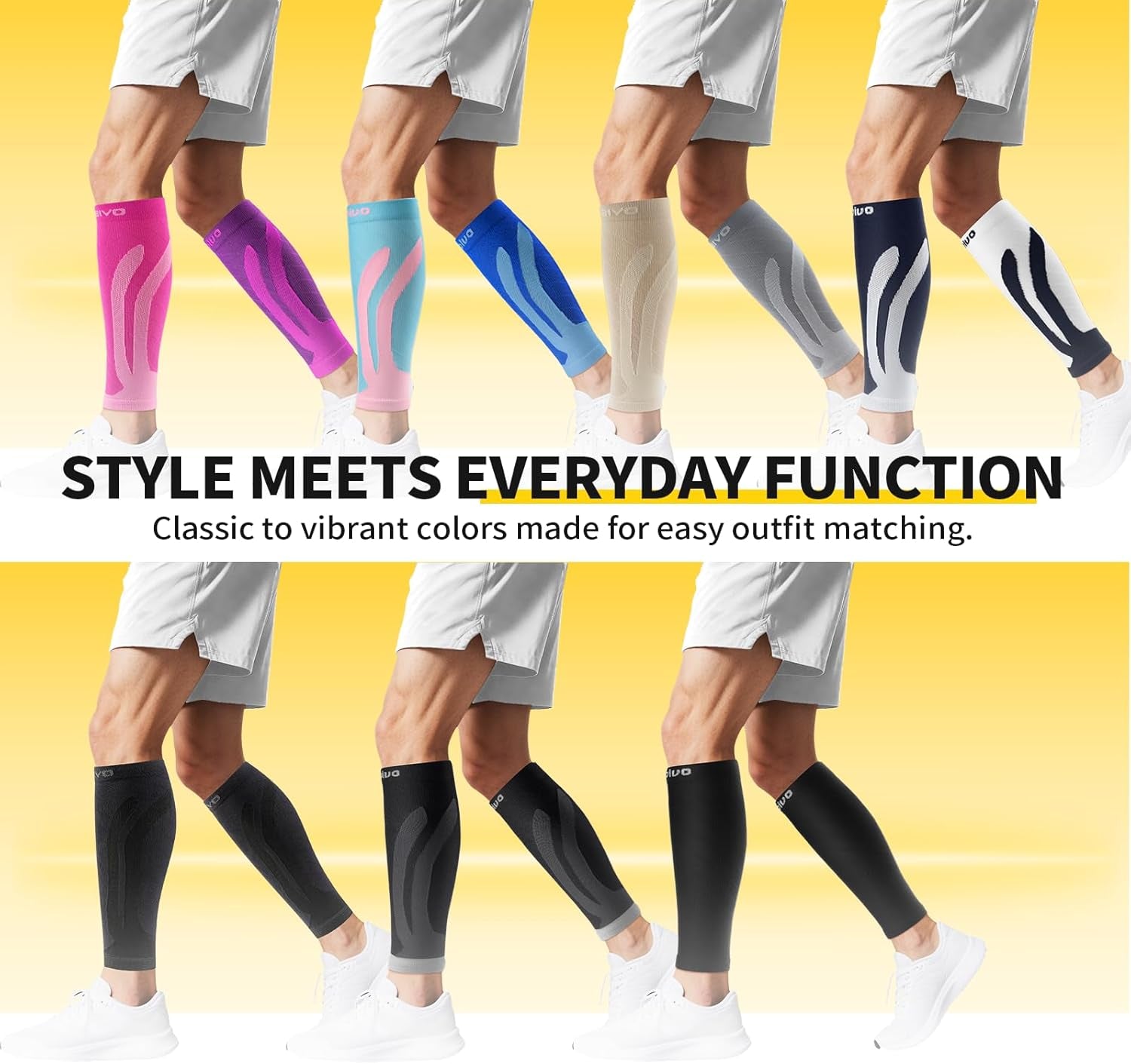 Calf Compression Sleeve 3 Pairs Footless Compression Socks Running | Leg Sleeves for Men & Women, 15-20Mmhg, Shin Splints Relief & Recovery, Fitness, Cycling, Varicose Veins, Travel, Nurse
