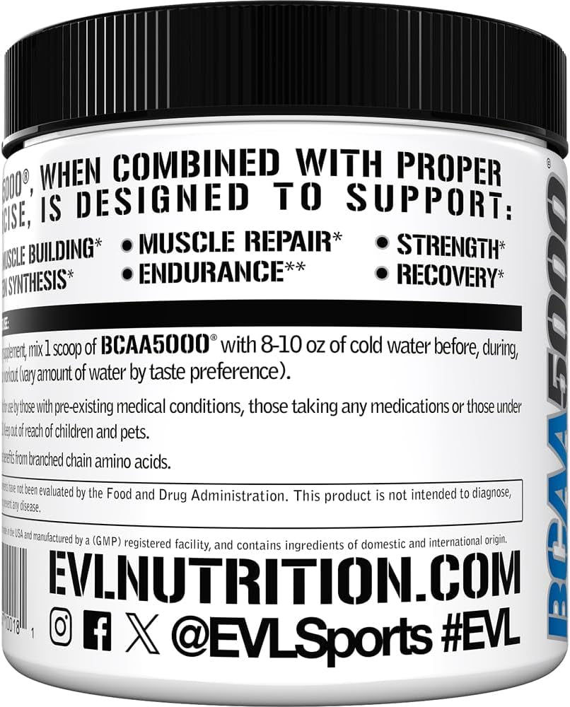 EVL Bcaas Amino Acids Powder - BCAA Powder Post Workout Recovery Drink and Stim Free Pre Workout Energy - 5G Branched Chain Amino Acids Supplement for Men - Blue Raz (Dye Free) | Bcaas Amino Acids Powder - Post Workout Recovery - Stim Free Pre Workout Energy - 5G Branched Chain Amino Acids for Men