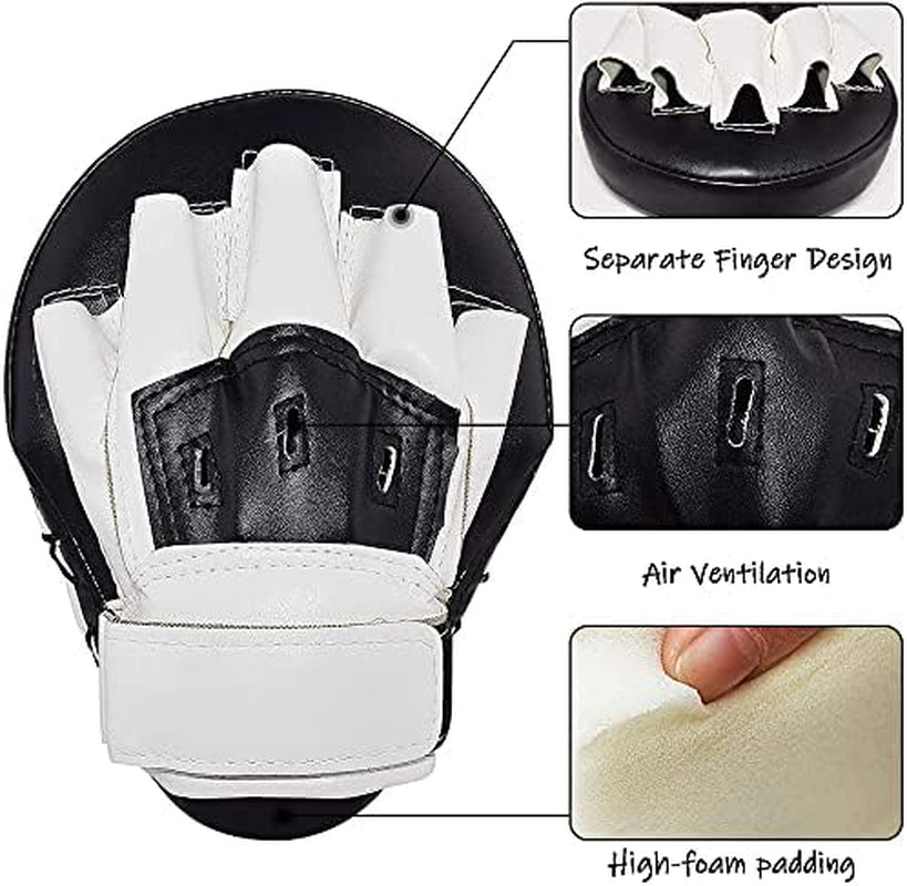 Boxing Curved Focus Punching Mitts- Leatherette Training Hand Pads Karate Muay Thai Training Gloves with Adjustable Strap
