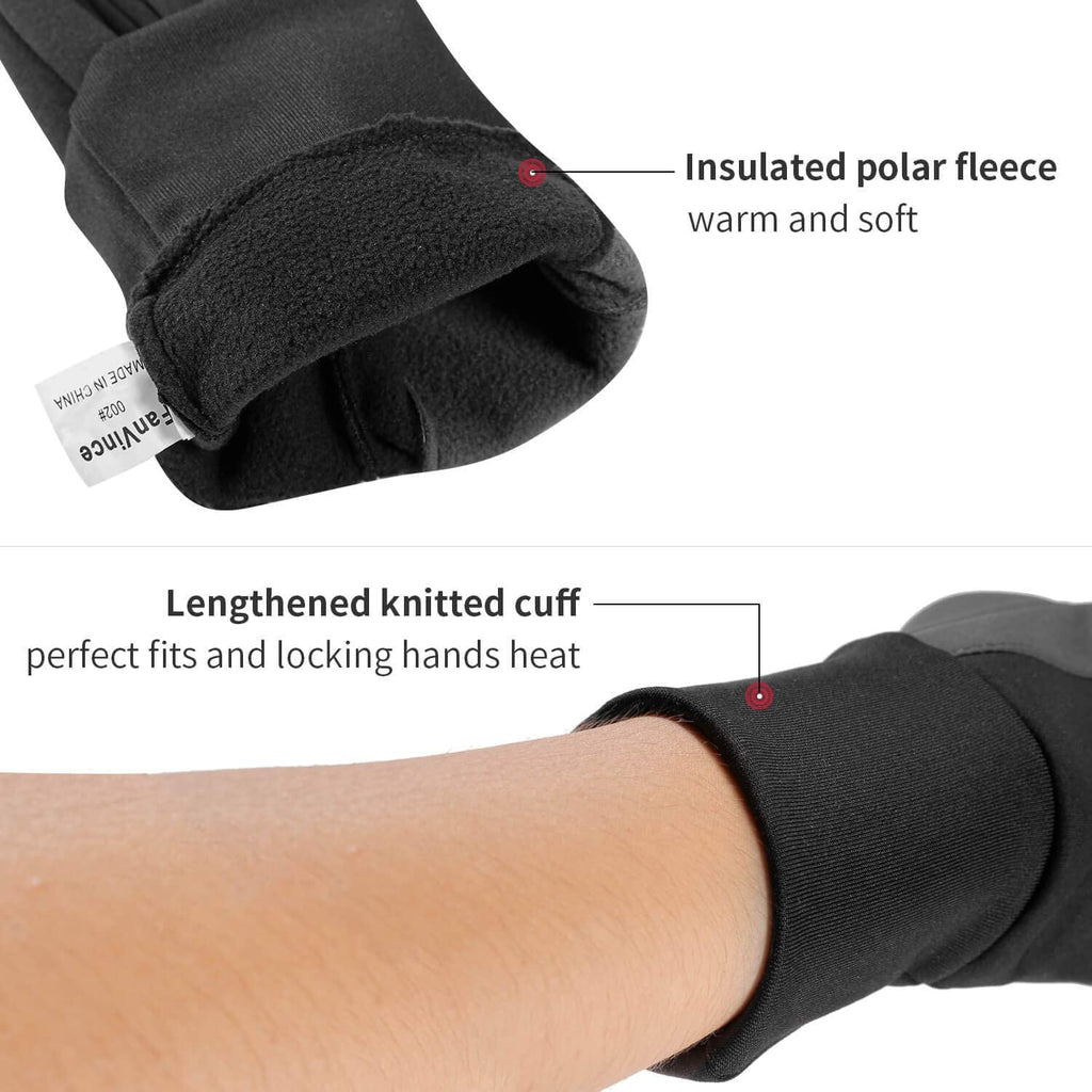 Winter Gloves Touch Screen Water Resistant Windproof Thermal for Running Cycling Driving Hiking for Men Women Black-Gray