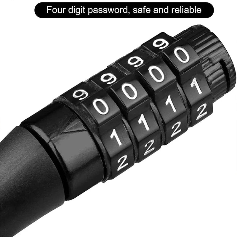 Helmet Lock Anti-Theft 4 Digit Password MTB Road Bike Locks for Scooter Motorcycle Portable Cycling Bicycle Cable Lock