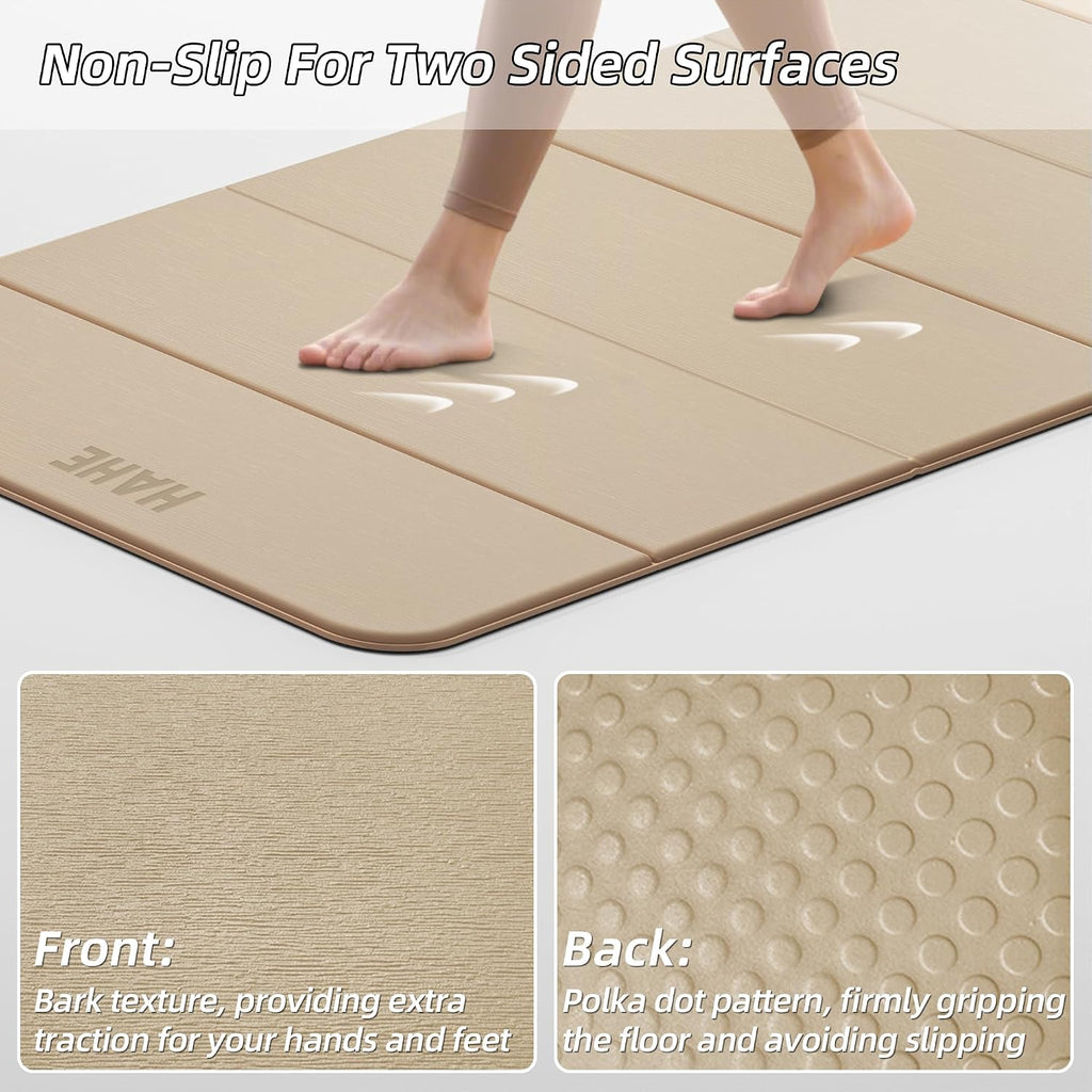 Foldable Yoga Mat 74"Lx32"Wx1/3"Thick, Folding Exercise Mats | Non-Slip Wide Pilates Mats for Home Workout/Travel, Portable Yoga Mat Thick for Yoga/Pilates/Camping/Floor Exercises