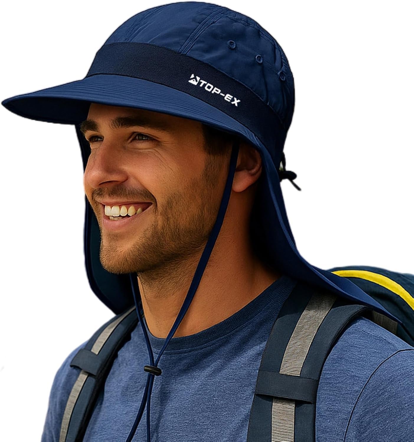 UPF 50+ Cooling Wide Brim Sun Hat for Men with Neck Flap, Packable | Uvcoolix™ Cooling Needs No Water; 3.1 in Rollable Shape-Holding Brim, 9.4 in Neck Coverage, Six Mesh Eyelets, Secure Fit