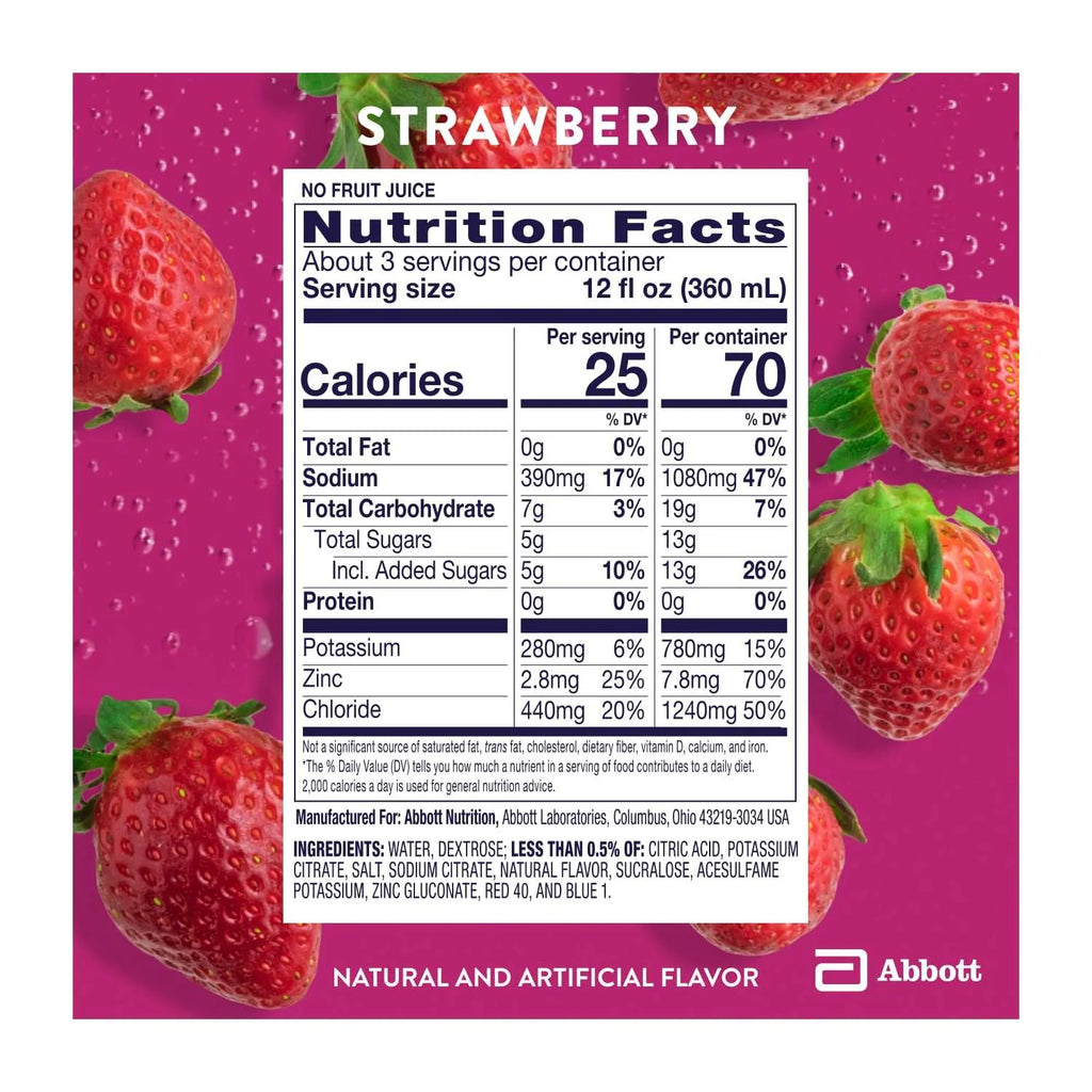 (4 Pack)  Electrolyte Drink, Strawberry, 1 Liter