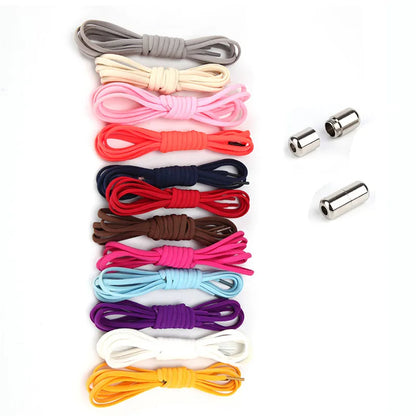 New Version Elastic No Tie Shoelaces Metal Lock Shoe Laces for Kids Adult Sneakers Quick Shoelaces Semicircle Shoestrings