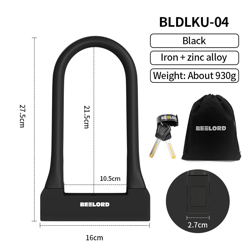 XUNTING Bicycle U-Shaped Lock Safety Lock for Bicycle Accessories for Motorcycle Electric Scooter Mountain and Road Bike Lock