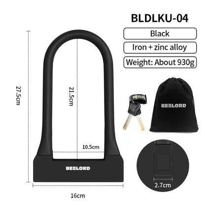 XUNTING Bicycle U-Shaped Lock Safety Lock for Bicycle Accessories for Motorcycle Electric Scooter Mountain and Road Bike Lock