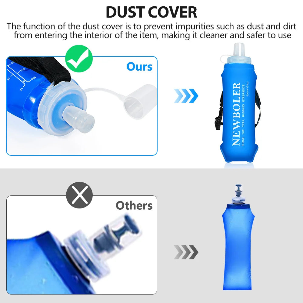 Ultra Lightweight Foldable Wristband 500Ml Water Bottle Outdoor Sports Water Bag Running Fixed anti Slip TPU Soft Water Bottle