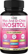 Myo and D-Chiro Inositol Capsules for Women | with Berberine, Ashwagandha, Maca, Chasteberry & 6 More | Cycle Regularity, Body Management | Vegan, Non-Gmo - 90 Capsules