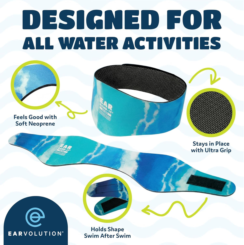 Earvolution  Ultra Swimming Headband for Kids and Adults - Invented by Ear, Nose, and Throat Physician - Custom Anti-Slip Grip Neoprene Maximizes Protection, 13 Color Options, 3 Sizes