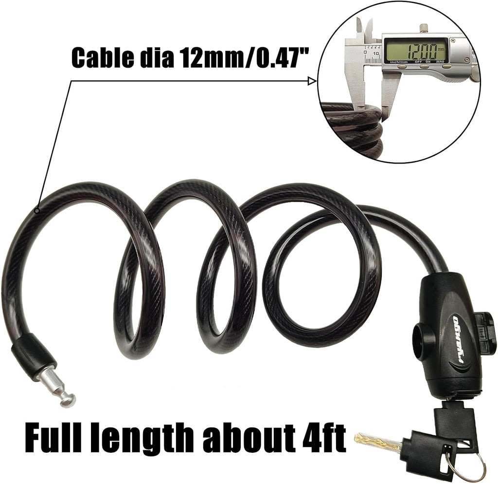 Bike Lock, Bike Locks Heavy Duty anti Theft, Bicycle Lock Cable with Mounting Bracket and 2 Keys, Bicycle Locks for Road Bike Mountain Bike Scooters