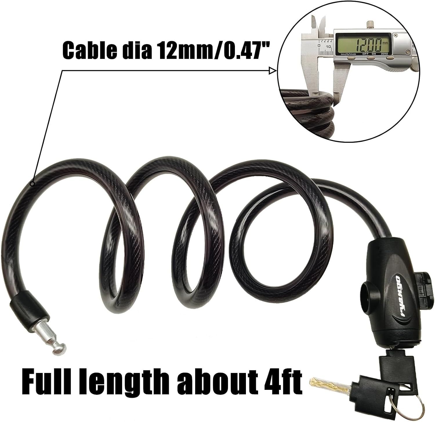 Bike Lock, Bike Locks Heavy Duty anti Theft, Bicycle Lock Cable with Mounting Bracket and 2 Keys, Bicycle Locks for Road Bike Mountain Bike Scooters