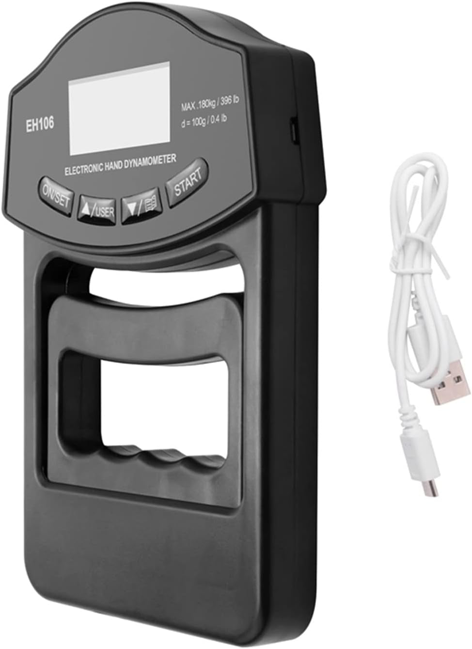 Trigger Pull Gauge, 396Lbs/180Kg Digital Hand Dynamometer Grip Strength Meter USB LCD Screen Tester(2Pcs Black Meter)