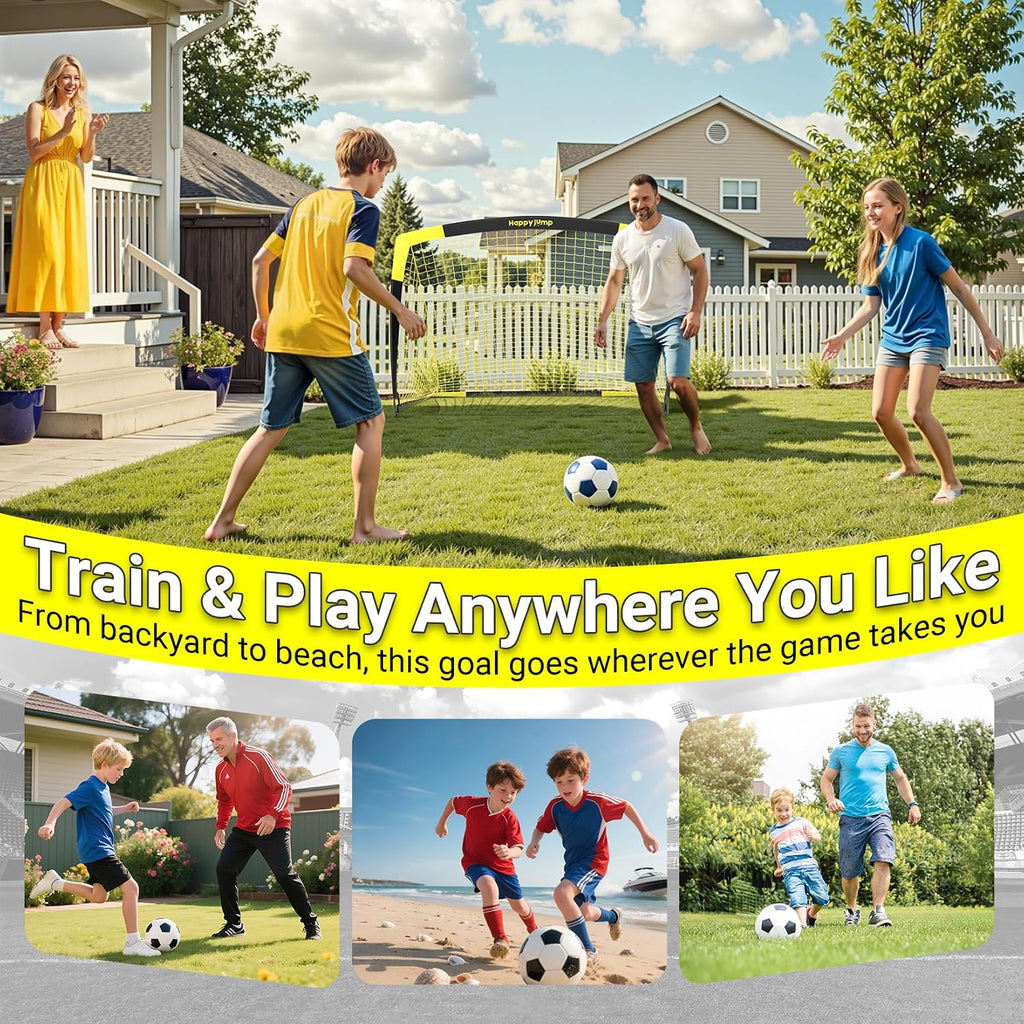 Portable Soccer Goal 7X5 & 5X3.6 FT, Large-Frame Training Net | Great for Kids Ages 6-14 Skill Development, Ideal for Backyard Park School Beach Indoor Outdoor, Easy Fold Durable Dacron Net