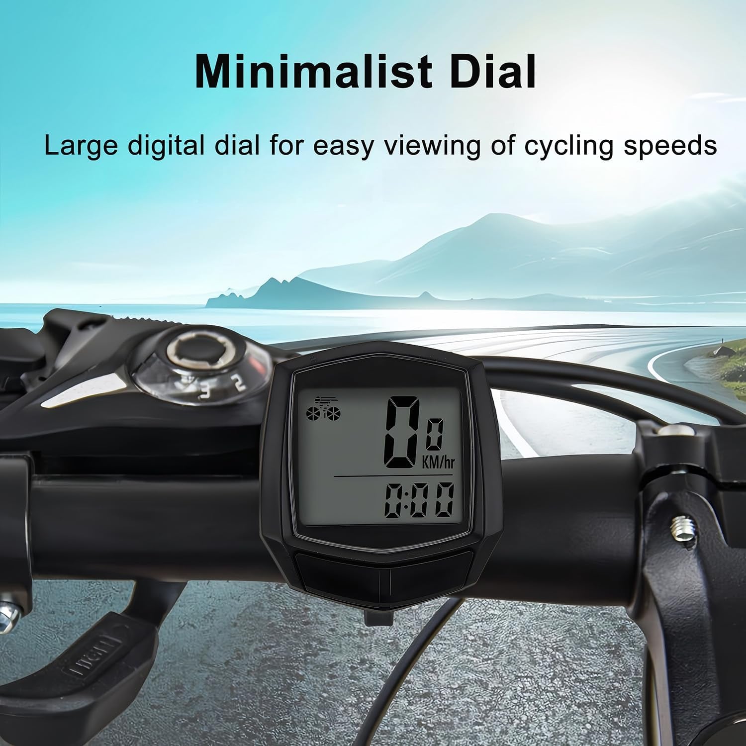 Bike Computer, Bike Speedometer and Bicycle Odometer Waterproof Cycling/Cycle Computer with LCD Display, Automatic Wake-Up, Multi-Functions for Road Bike MTB