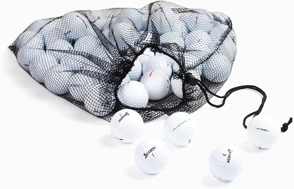 Clean Green Recycled Used Golf Balls - 48 Bulk Srixon Golf Balls for Men - Good Condition - Includes Mesh Carrying Bag and Different Models