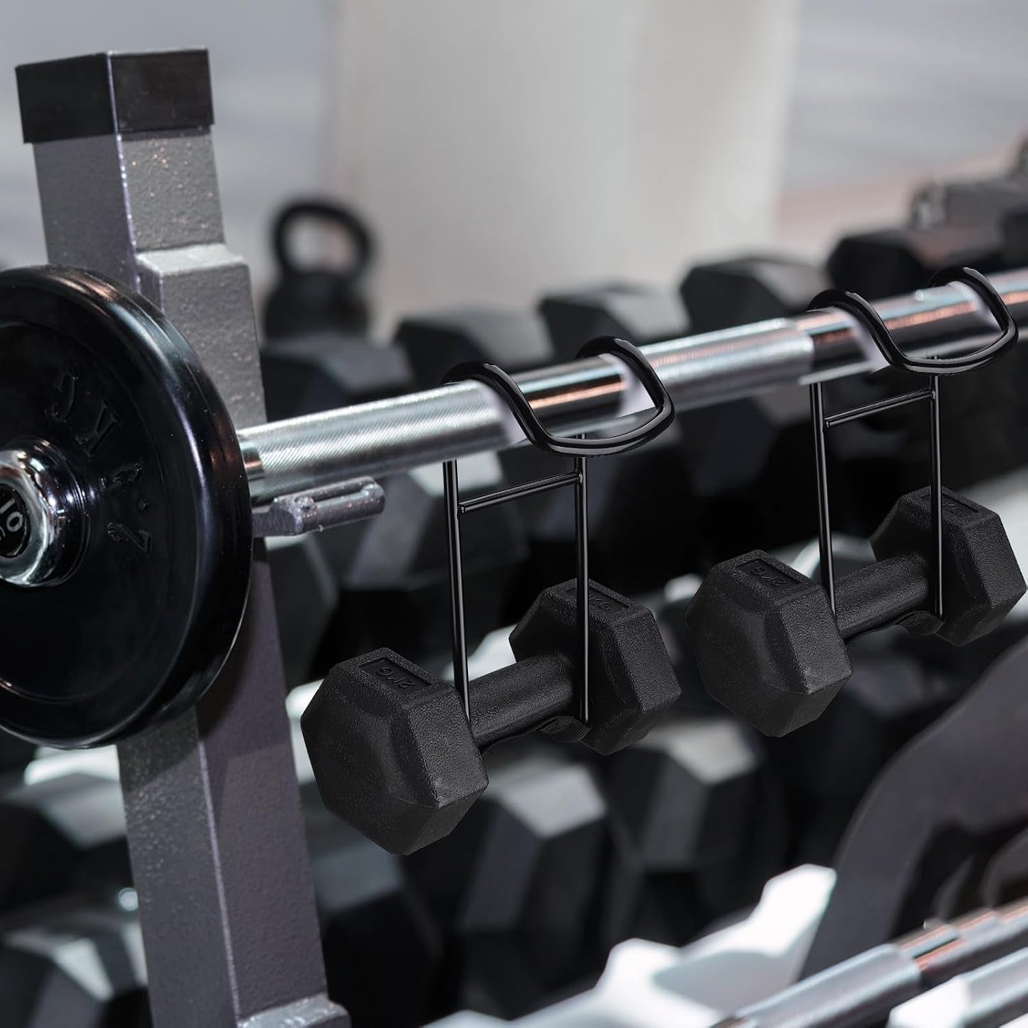Dumbbell Spotter Hooks Hangers, Heavy Power Dumbbells Rack Attachments for Dumbbell Bench Press Hold up 225LB, Safety Connector Perfect for Hanging Dumbbells to Barbells for Chest Workout