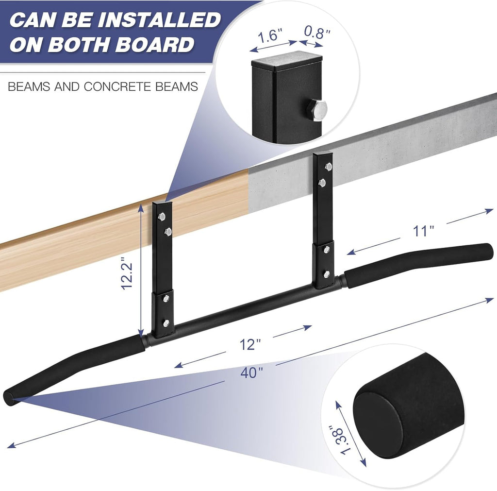 Pull up Bar, Chin up Bars Ceiling Mount, Workout for Home Gym, Beam, Crossfit - Heavy-Duty, Foam Grip, Easy Installation