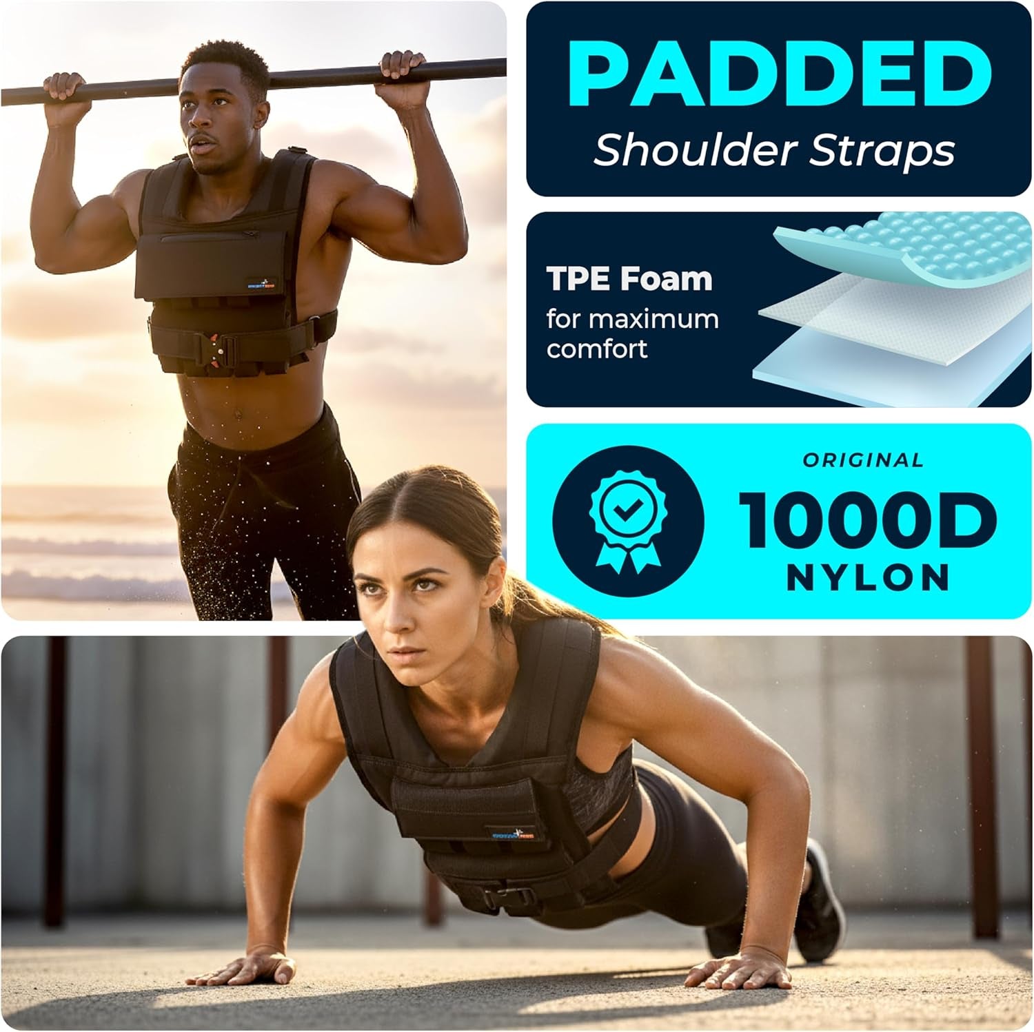 Weighted Vest Adjustable for Men and Women – Workout Weight Training Vest for Fitness, Running, Strength, Exercise & Cross Training