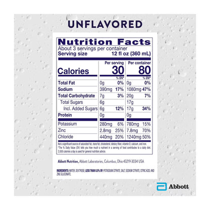 (4 Pack)  Electrolyte Drink, Unflavored, 1 Liter