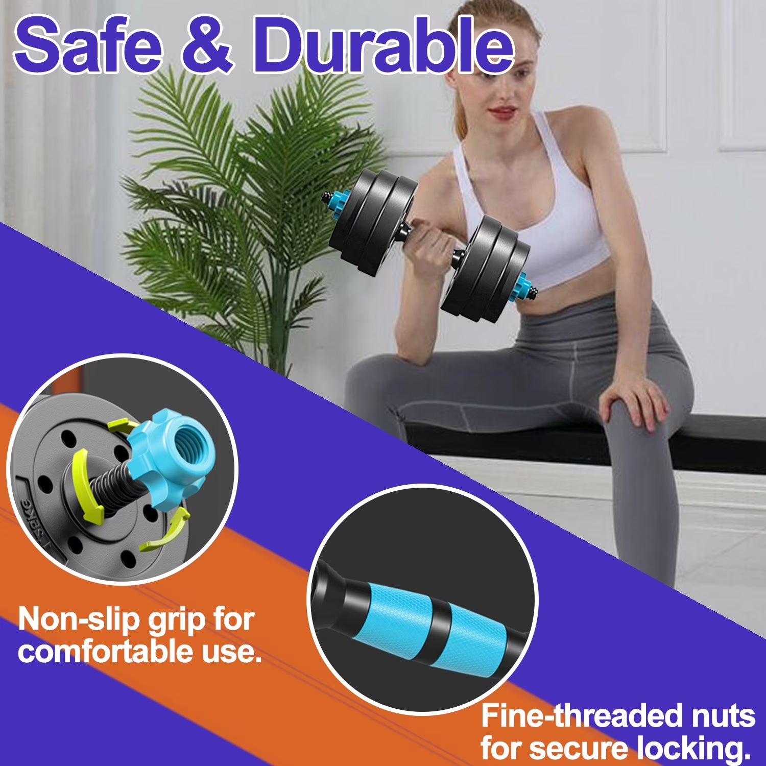 Adjustable Dumbbells, 45LBS 4-In-1 Portable Changeable Dumbbell, Kettlebells, Push up Stand and Barbell Set with Adjustable Weights Dumbbells