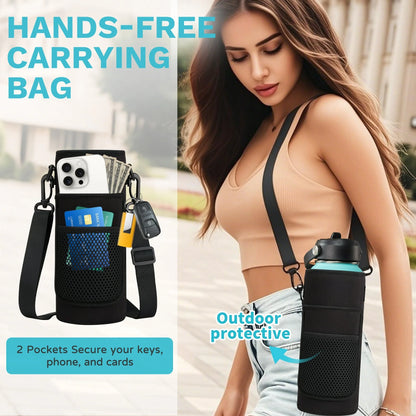 40 OZ Water Bottle with Straw - Auto Spout Lids, Paracord Handle, Carrier Bag, Flask Boot, Wide Mouth Stainless Steel Sports Water Bottles Thermal Water Flask Cold for 48H