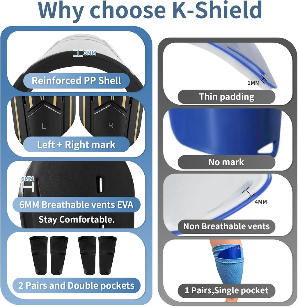 Soccer Shin Guards with 2 Pairs Sock Sleeves for Kids Youth Adults | Protective Football Shin Pads, Breathable Lightweight Calf Guards for Boys Girls Men Women
