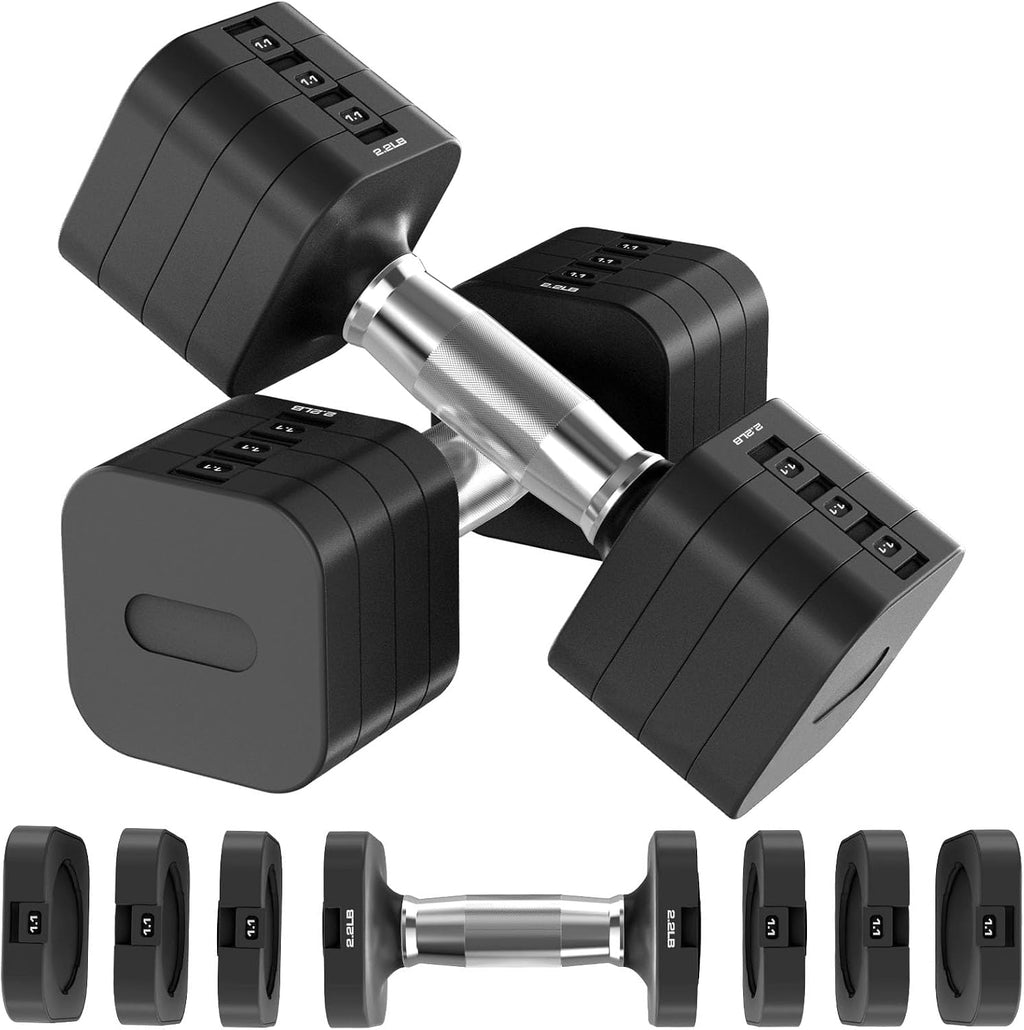 Adjustable Dumbbell Set,Adjustable Weight Dumbbells for Women/Men | 17.6LB/22LB/26.4LB/30.8LB for Choices, with Multiple Levels, Hand Weights Sets for Home Gym Full Body Workout