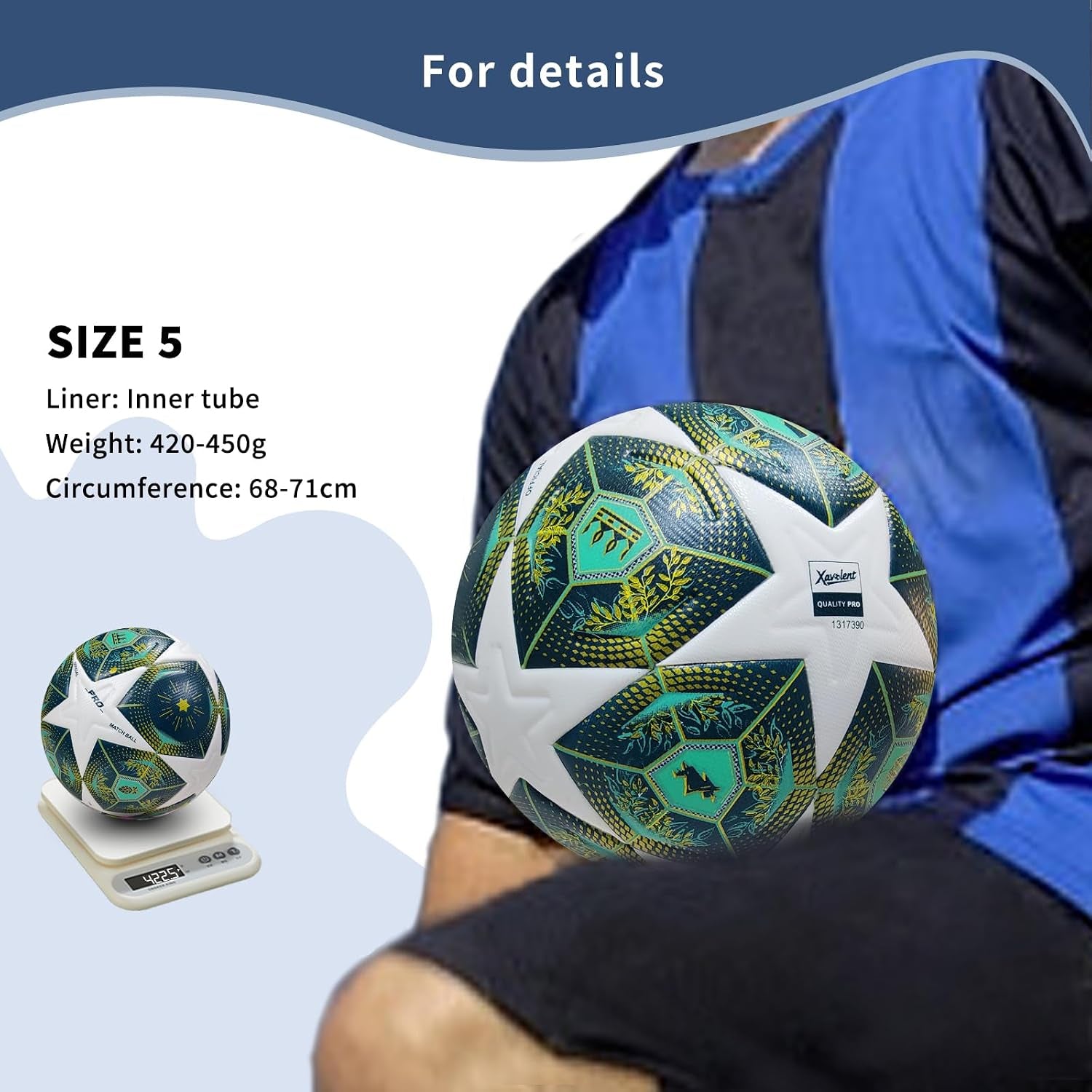 Professional Soccer Ball Size 5,4 | Thermal Bonded Waterproof PU Match-Quality Training Ball with Pump
