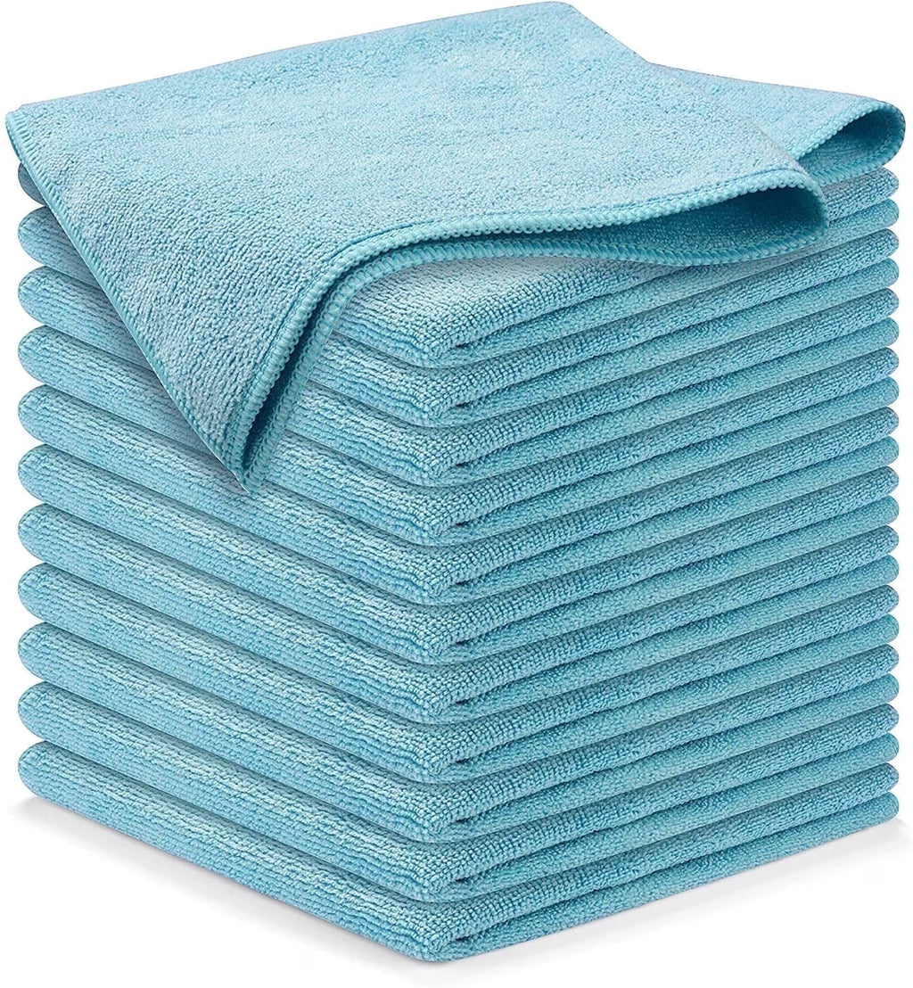 Microfiber Cleaning Cloths-Microfiber Towels-Turq- Pack of 12 (12.5"X12.5")